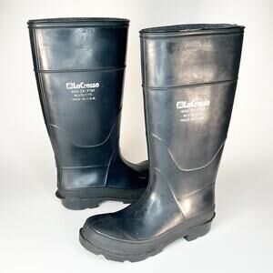 LaCrosse Black Rubber Steel Toe Safety Work Boots ANSI Z41 Women 7.5 / Men 6